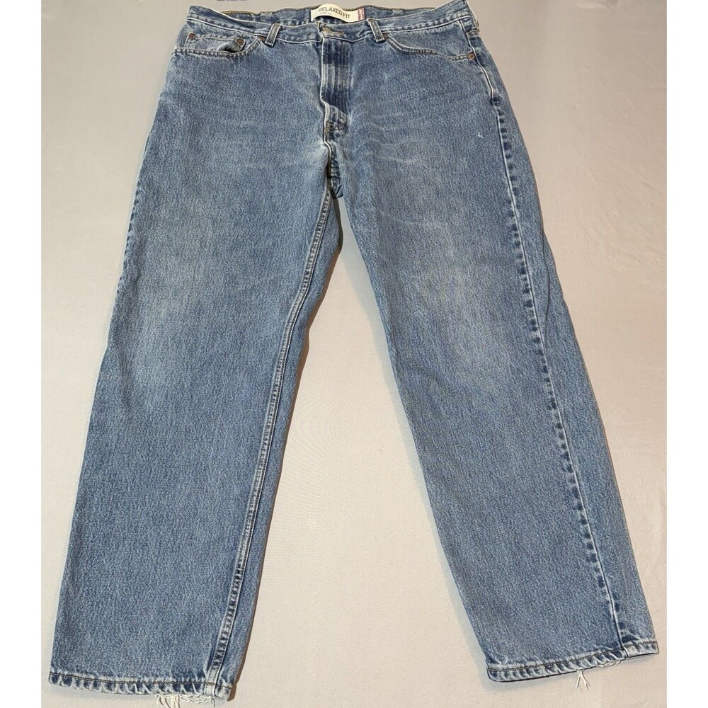 Levis 550 Jeans Men’s 38x32 Blue Denim Relaxed Fit Casual Medium Wash Distressed